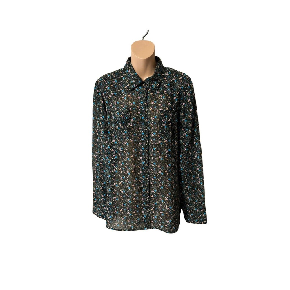 Roper Woman’s Western Long Sleeve Button Down Floral Shirt Size Large
